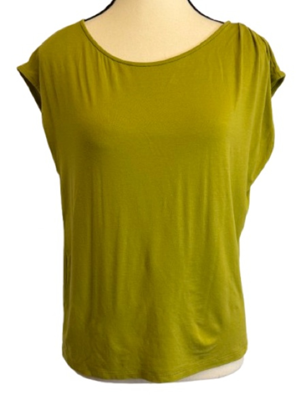 Eileen Fisher Lime Green Pleated Shoulder Dolman Knit Top Small Minimalist